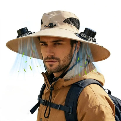 Summer Solar Powered Cooling Fan Hat UV Protection Sun Hat Portable Outdoor Fishing Hiking Camping Bucket Hat