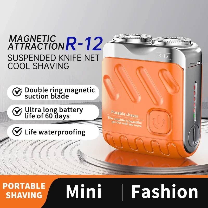 9000RPM High Speed Premium Portable Mini Shaver Dual Head Waterproof Type-C Rechargeable Shaver  IPX7 Waterproof Travel Razor