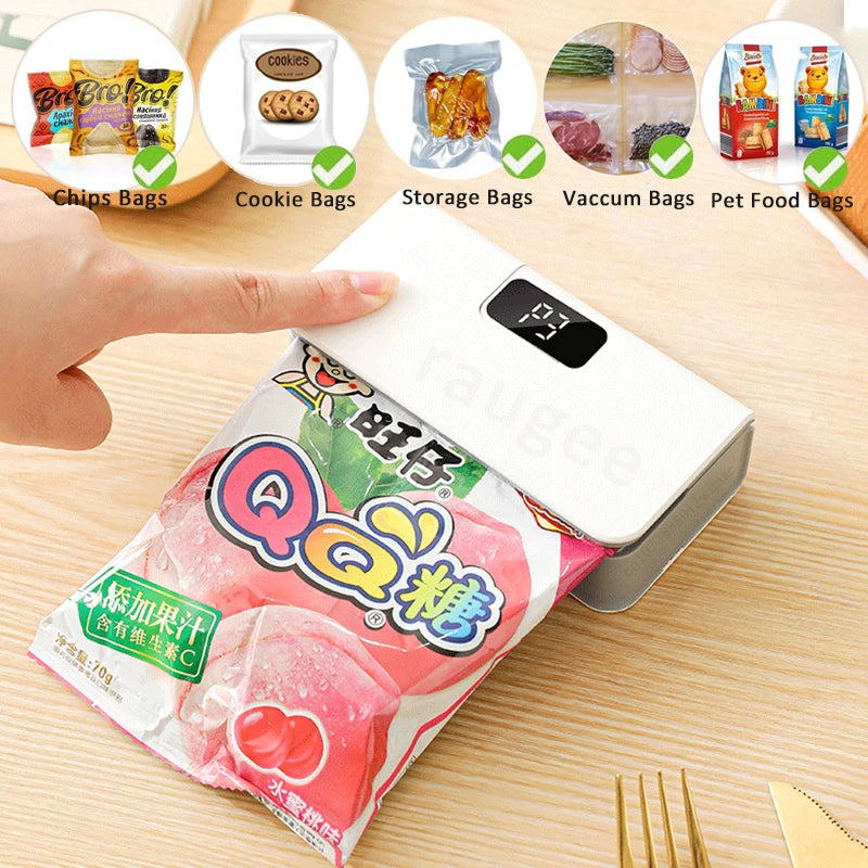 Plastic Bags Sealer Mini Heat Bag Sealing Machine Portable Food Packaging Bag Sealer USB Rechargeable Plastic Bag Thermal Sealer