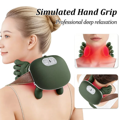 Bionic Neck Shoulder Massager Multifunctional 3-Level Cervical Massage Electric Heating Kneading Muscles Massage  Neck Waist Leg Hh