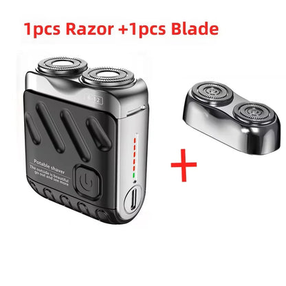 9000RPM High Speed Premium Portable Mini Shaver Dual Head Waterproof Type-C Rechargeable Shaver  IPX7 Waterproof Travel Razor