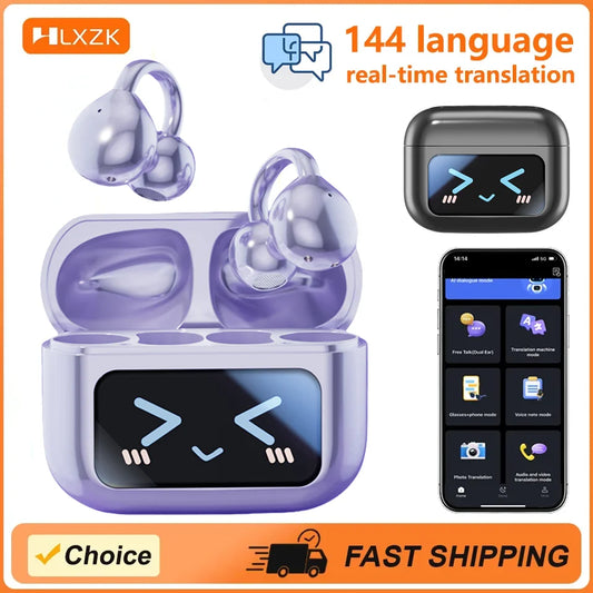 Touch Screen Wireless Bluetooth Earphone 144 Languages Real-Time Translation Headphones HiFi Audio Earbuds Sports Games Headset