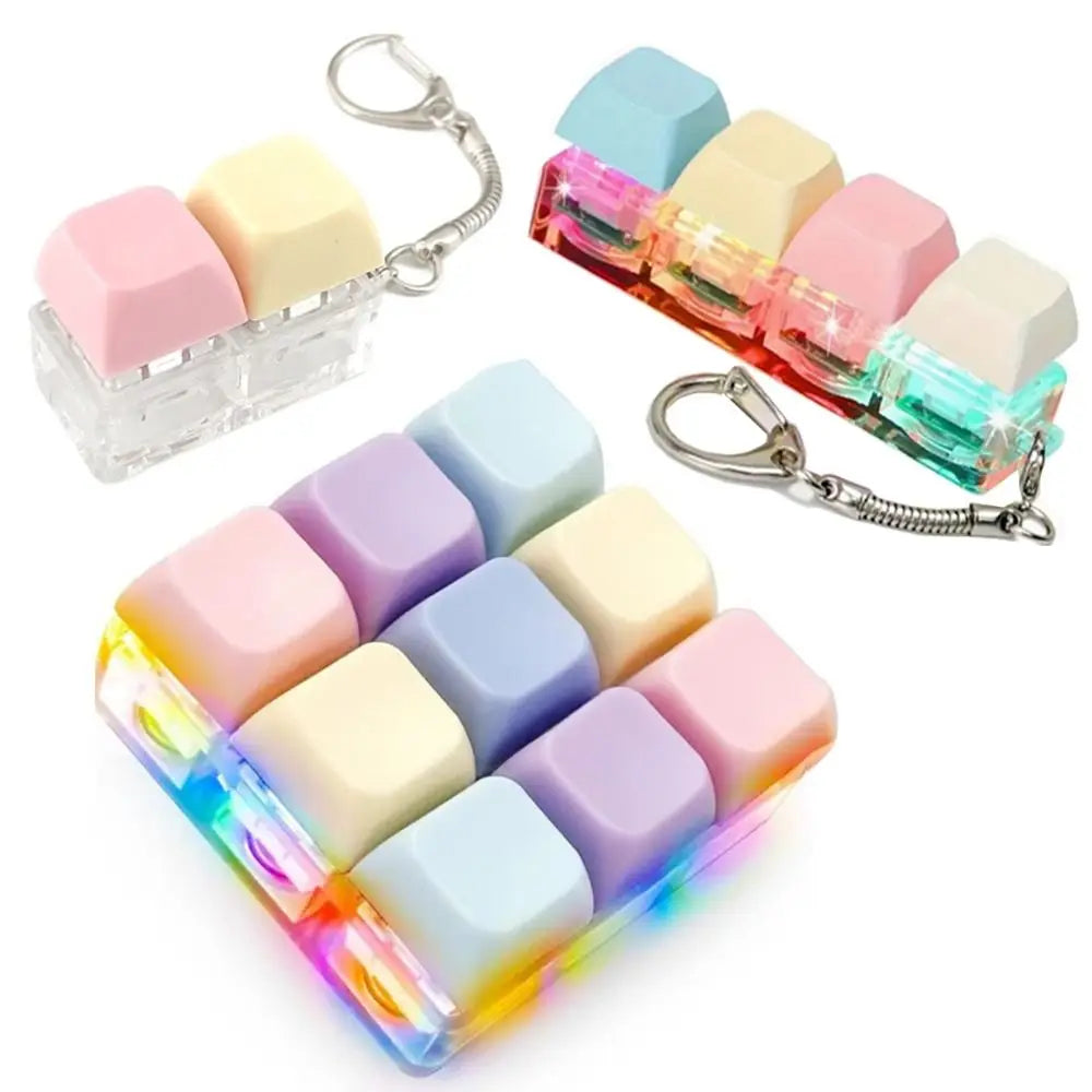 Relaxing DIY Keyboard Fidget Keychain Keys Button Relief Stress Clicker Toy Keycap Pass The Time Pinch Toy Adult