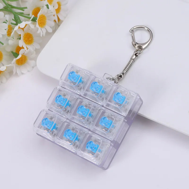 New 3/4/9 Keys Finger Keyboard Keycap Stress Relief Fidget Keychain Pass The Time Key Button Pinch Toy Adult