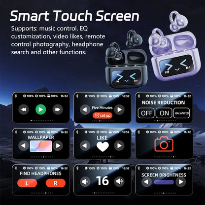 Touch Screen Wireless Bluetooth Earphone 144 Languages Real-Time Translation Headphones HiFi Audio Earbuds Sports Games Headset
