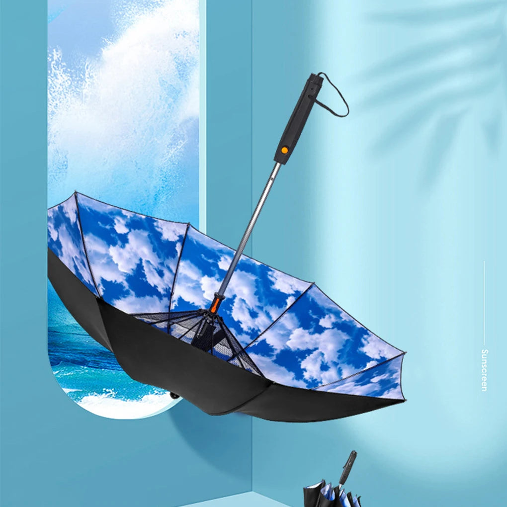 3 In 1 Umbrella With Fan And Mister outdoor Portable Misting Umbrella With Fan Sun Protection Long Handle Umbrella Misting Fan