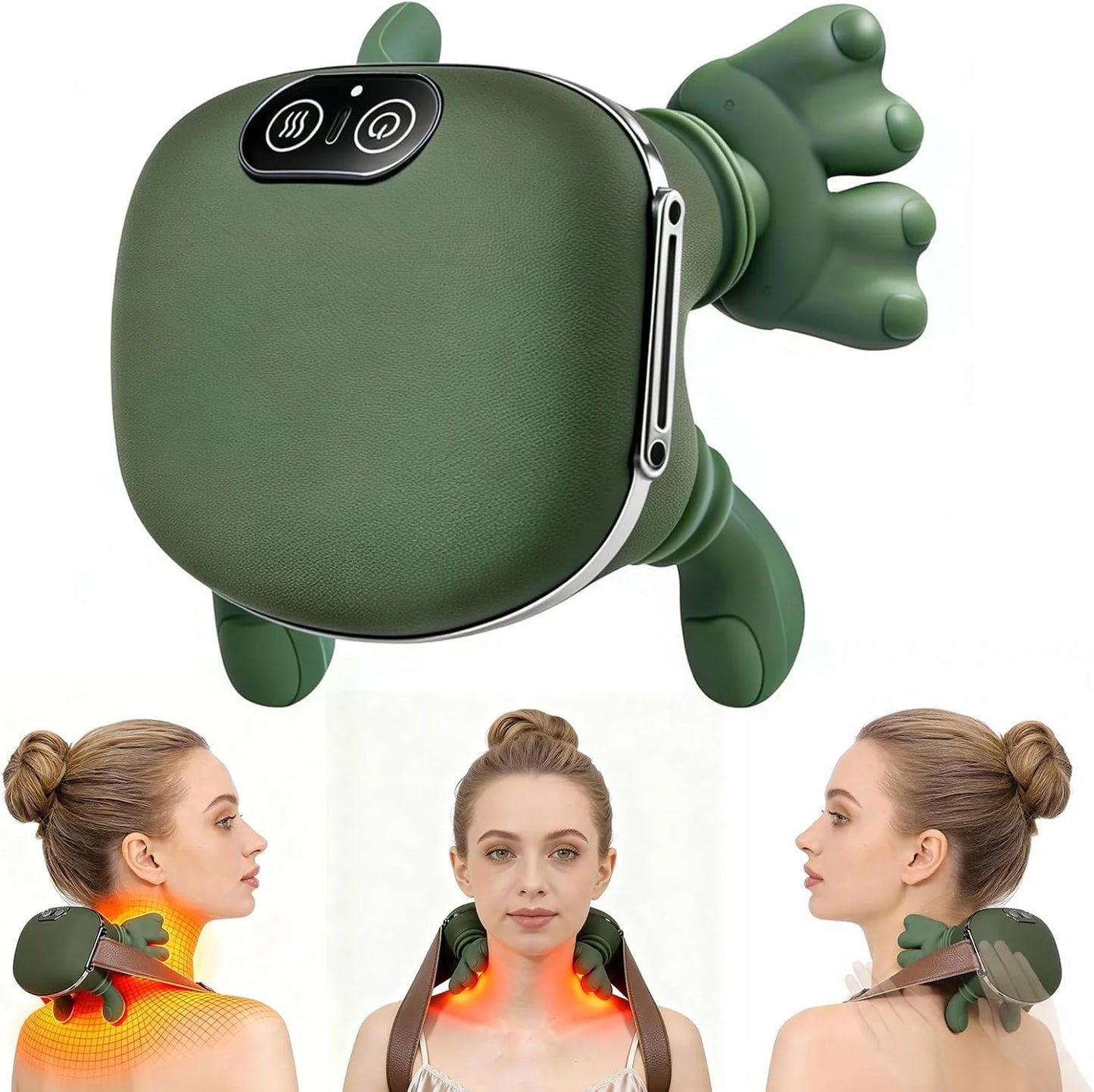 Neck Massager, Neck and Back Massager with Heat & 4D Kneading, Shiatsu Deep Tissue Wireless Massager for Shoulder Cervical Pain in