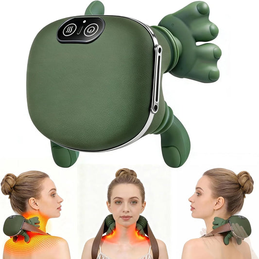 Neck Massager, Neck and Back Massager with Heat & 4D Kneading, Shiatsu Deep Tissue Wireless Massager for Shoulder Cervical Pain in