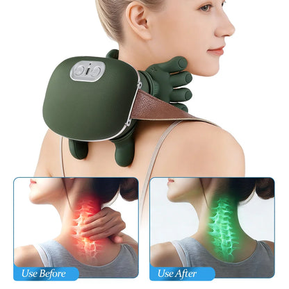 Bionic Neck Shoulder Massager Multifunctional 3-Level Cervical Massage Electric Heating Kneading Muscles Massage  Neck Waist Leg Hh