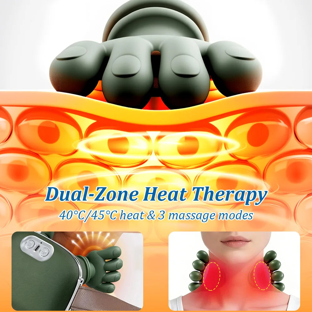 Bionic Neck Shoulder Massager Multifunctional 3-Level Cervical Massage Electric Heating Kneading Muscles Massage  Neck Waist Leg Hh