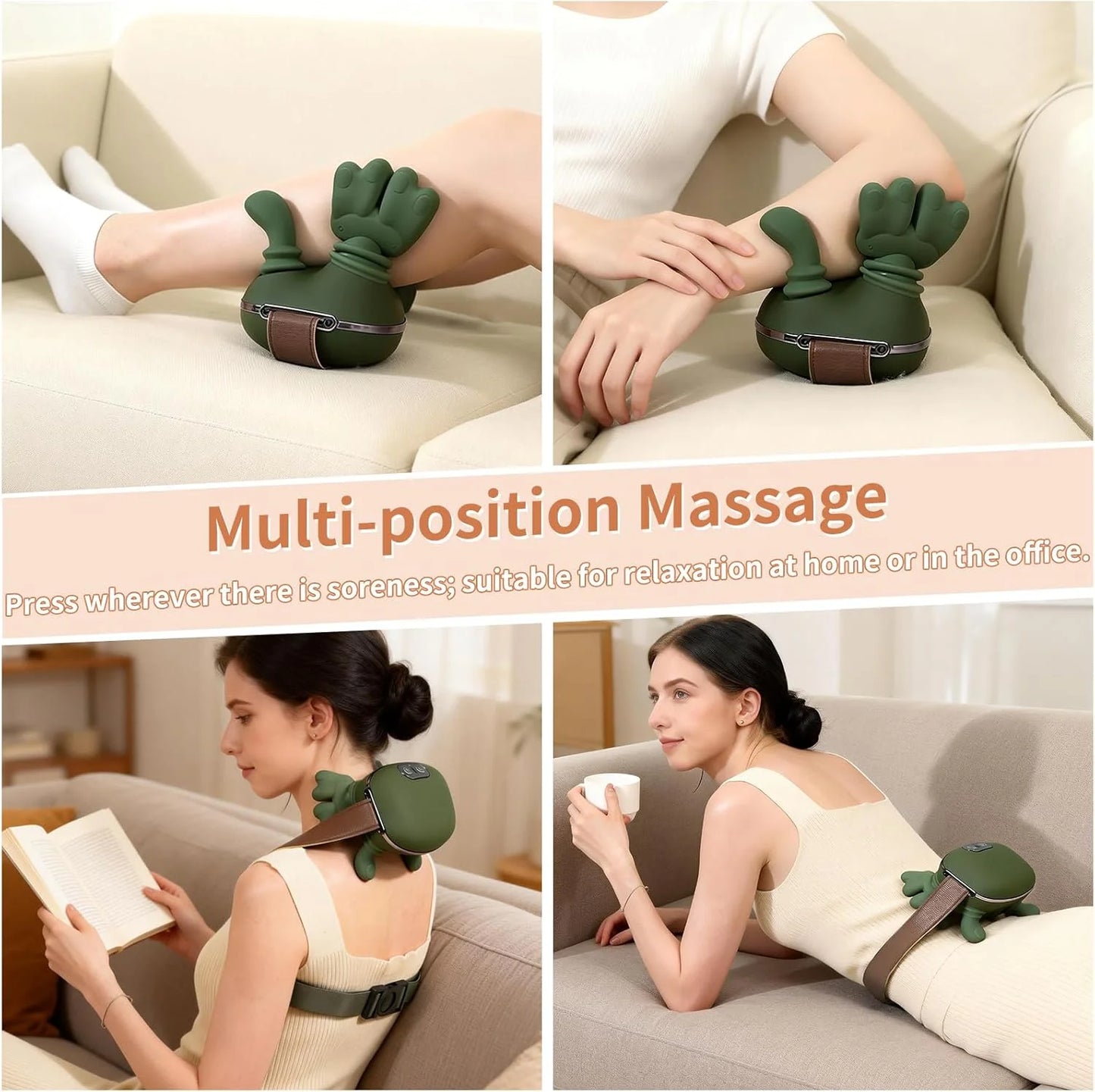 Neck Massager, Neck and Back Massager with Heat & 4D Kneading, Shiatsu Deep Tissue Wireless Massager for Shoulder Cervical Pain in