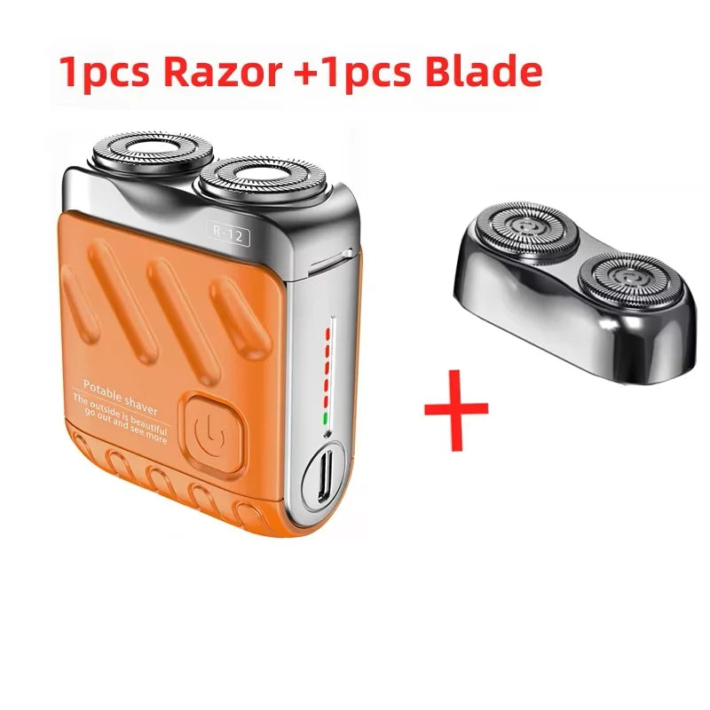 9000RPM High Speed Premium Portable Mini Shaver Dual Head Waterproof Type-C Rechargeable Shaver  IPX7 Waterproof Travel Razor