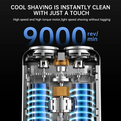 9000RPM High Speed Premium Portable Mini Shaver Dual Head Waterproof Type-C Rechargeable Shaver  IPX7 Waterproof Travel Razor