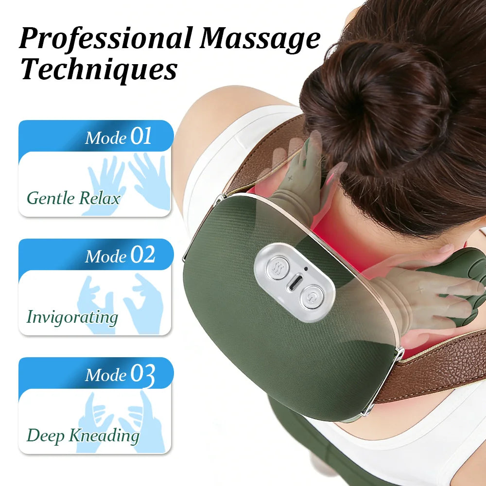 Bionic Neck Shoulder Massager Multifunctional 3-Level Cervical Massage Electric Heating Kneading Muscles Massage  Neck Waist Leg Hh